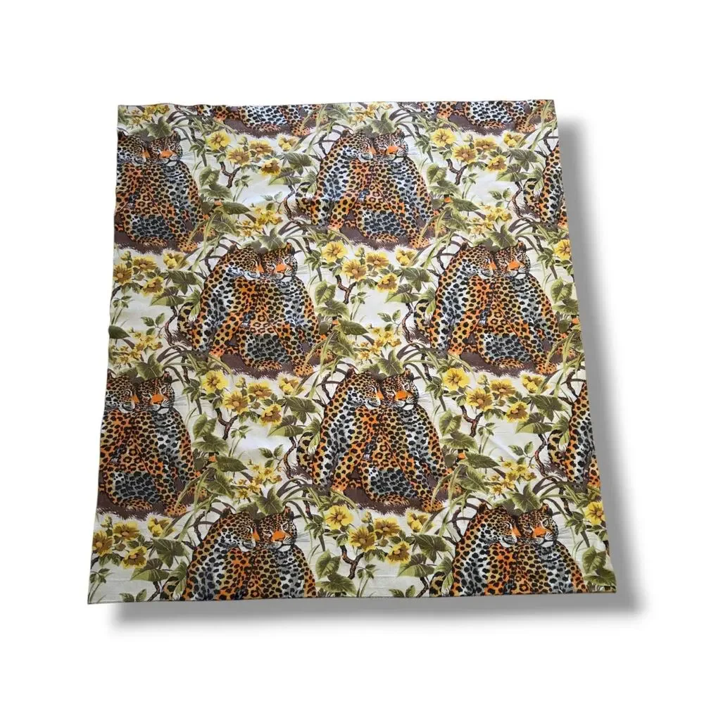 Vintage 1980s Blanket Owen Jungle Print Leopard Floral Nylon Polyester USA Made